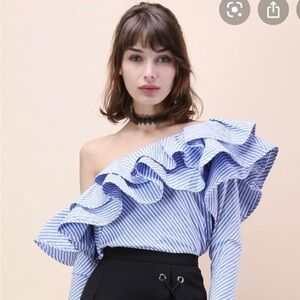 Chicwish nautical pinstripe‎ large top  NWT​